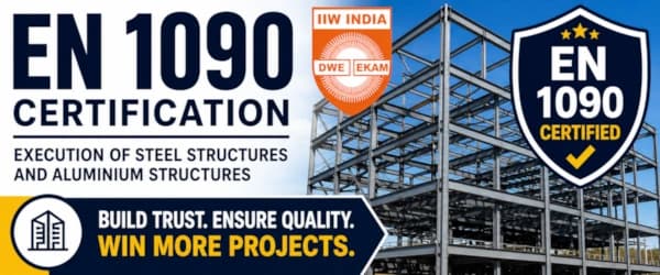 EN 1090 structural steel certification poster — WeldFab Tech, through IIW India