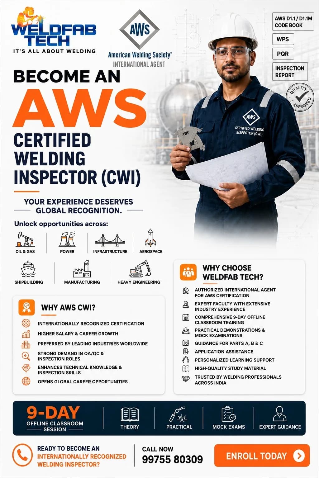 AWS Certified Welding Inspector training batch announcement poster